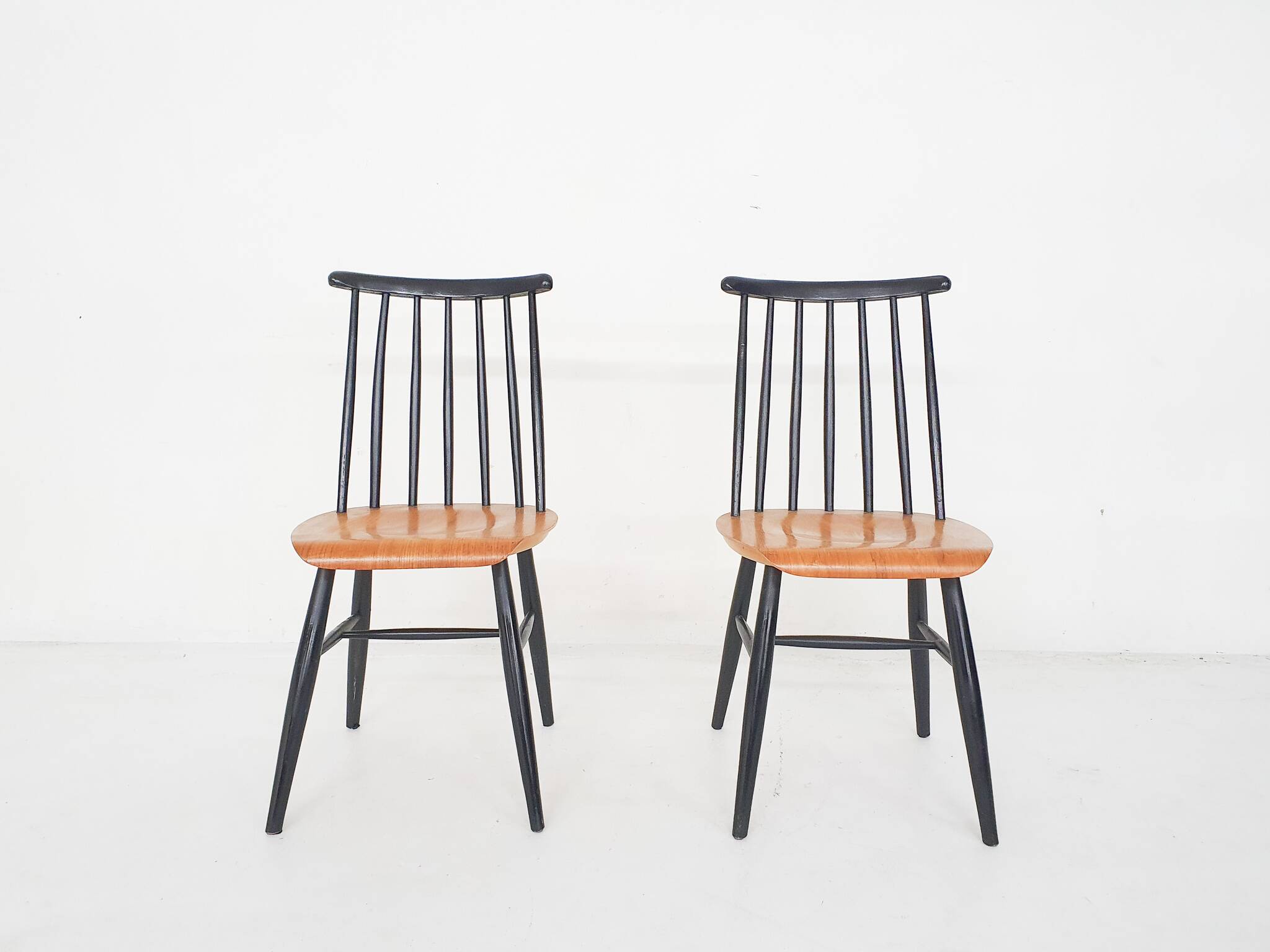 Set of two spindle back chairs, The Netherlands 1960's