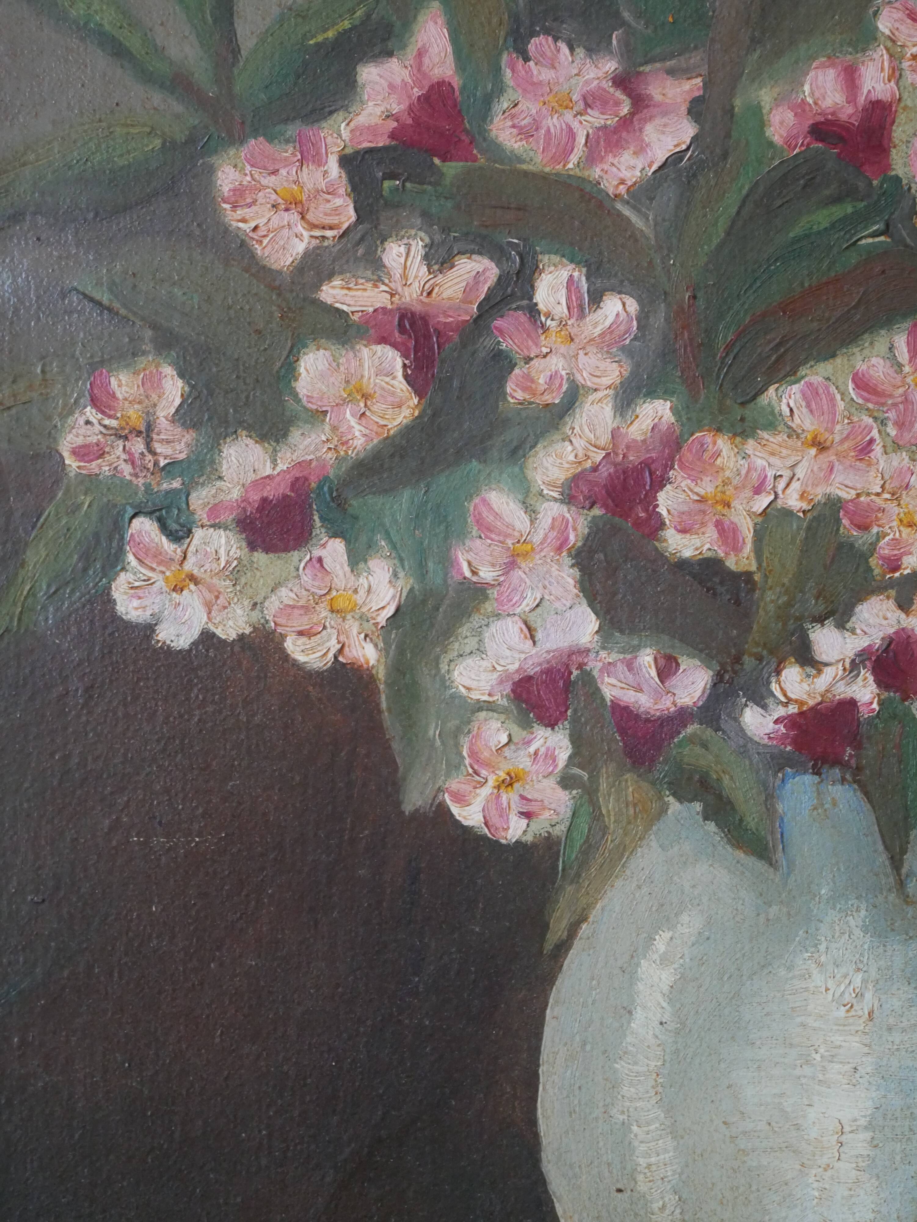 Oil painting on canvas still life bouquet of flowers bohemian countryside