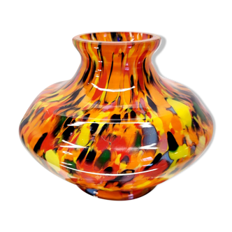 Art Deco spatter vaas, kralik glas, Tsjechië