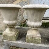 4 Médicis vases in concrete and 4 bases