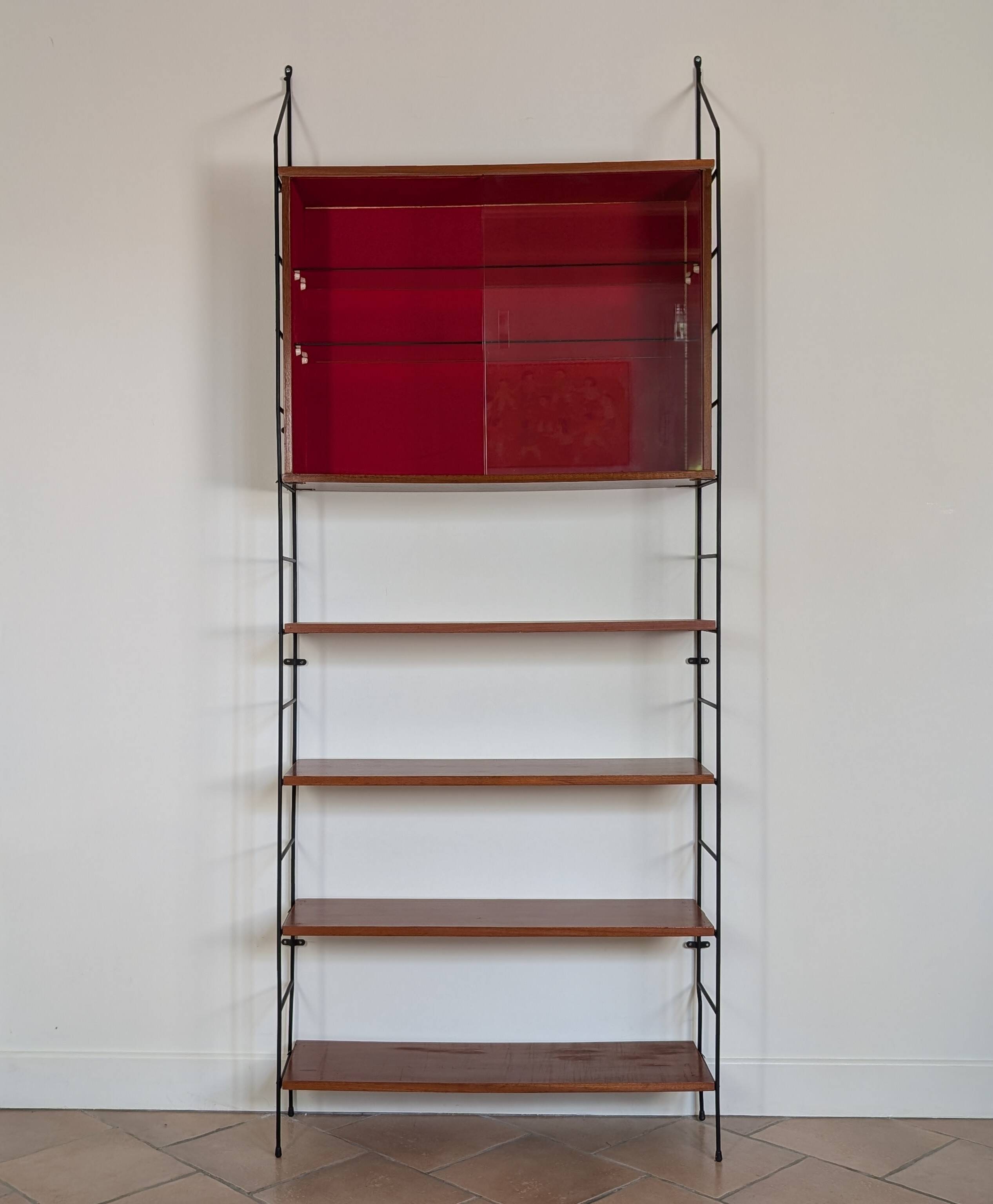 Etagère bibliothèque murale métal et bois 60'