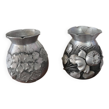 Vases Art Déco/Art Nouveau signés M. Montagne vintage (1920-1930)