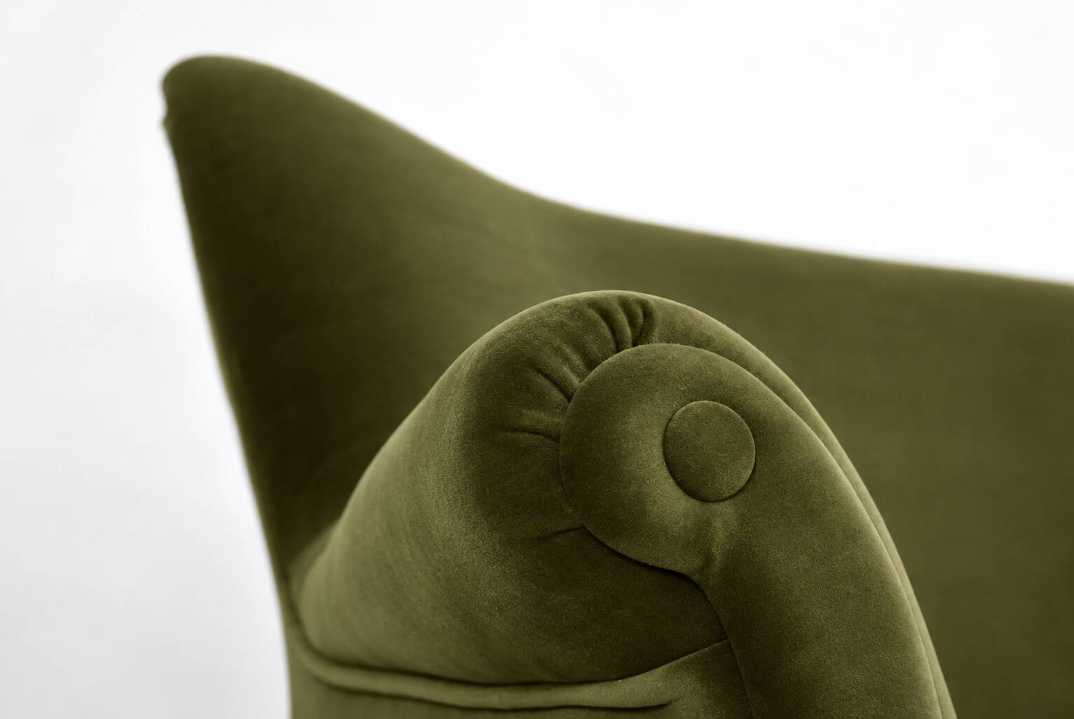 Vintage 1960s olive green velvet sofa – fully restored