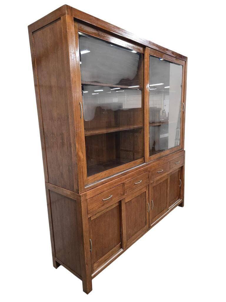 XL vintage wooden display cabinet / sideboard / wall cupboard