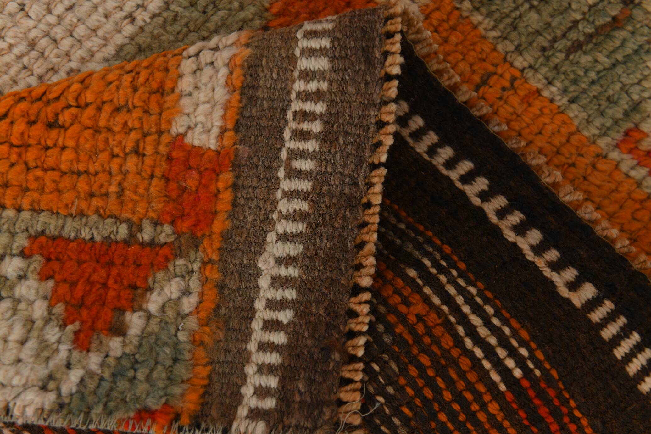Soft Orange Vintage Wool Runner Rug For Kitchen, 74x307 Cm