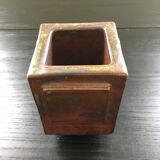 Brutalist brown stoneware vase