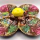 Vintage Vallauris A.M. plate – quadrilobed enamelled bowl with lemon – 50s