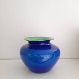 Vase en verre soufflé bleu et vert de Murano