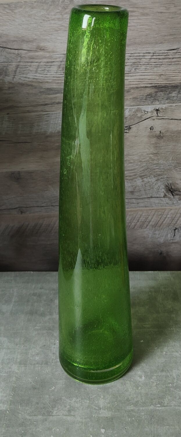 Green bubble glass vase