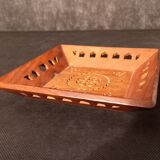 Moroccan empty pocket, inlaid wood and brass flowers