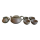 Teapot + 4 bowls in pyrite stoneware from Puisaye, Mr. Isambert Robert Deblander