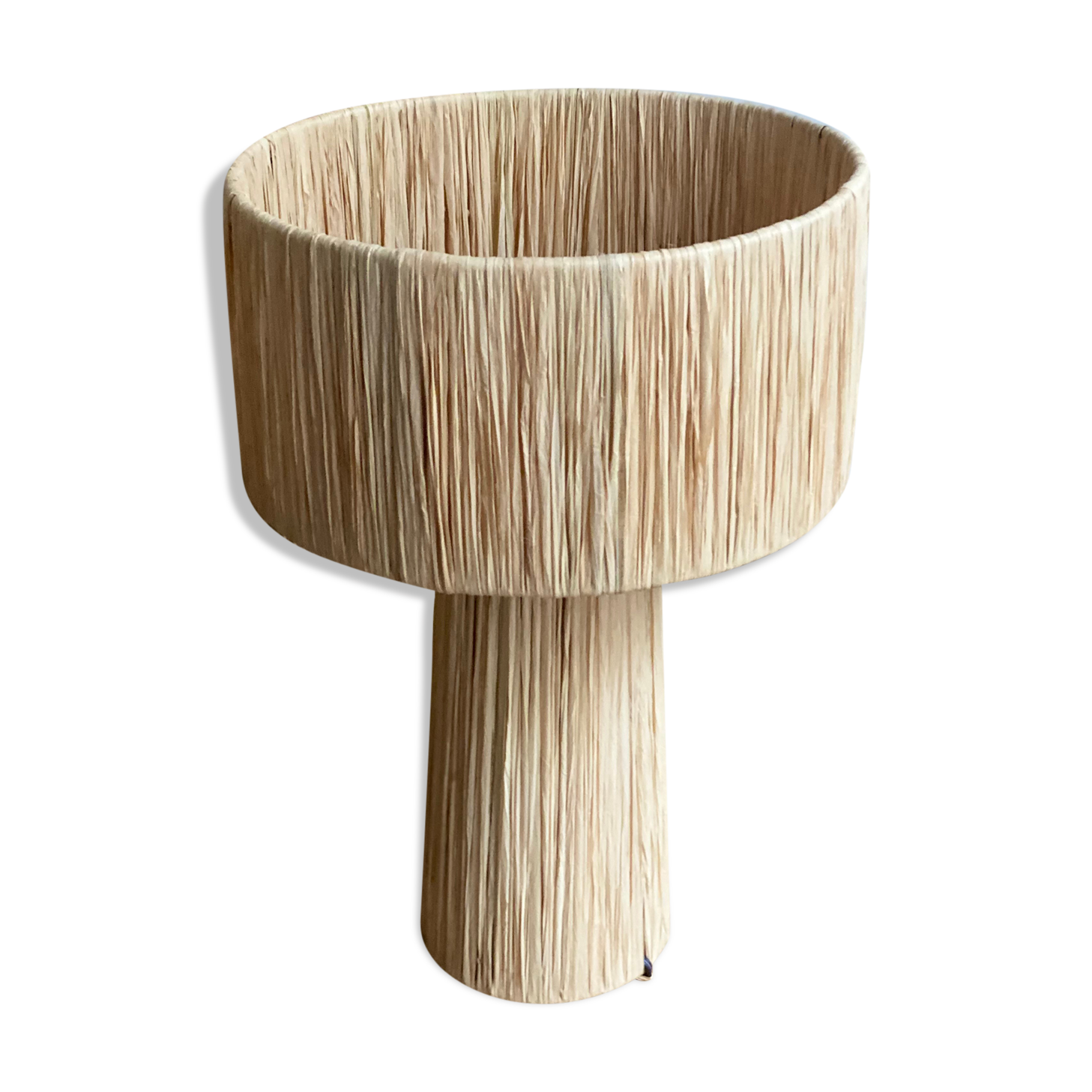 Minimalist raffia bedside table lamp