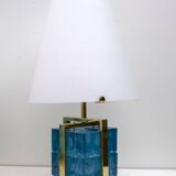 Pair of Contemporary Murano Glass and Brass Table Lamps