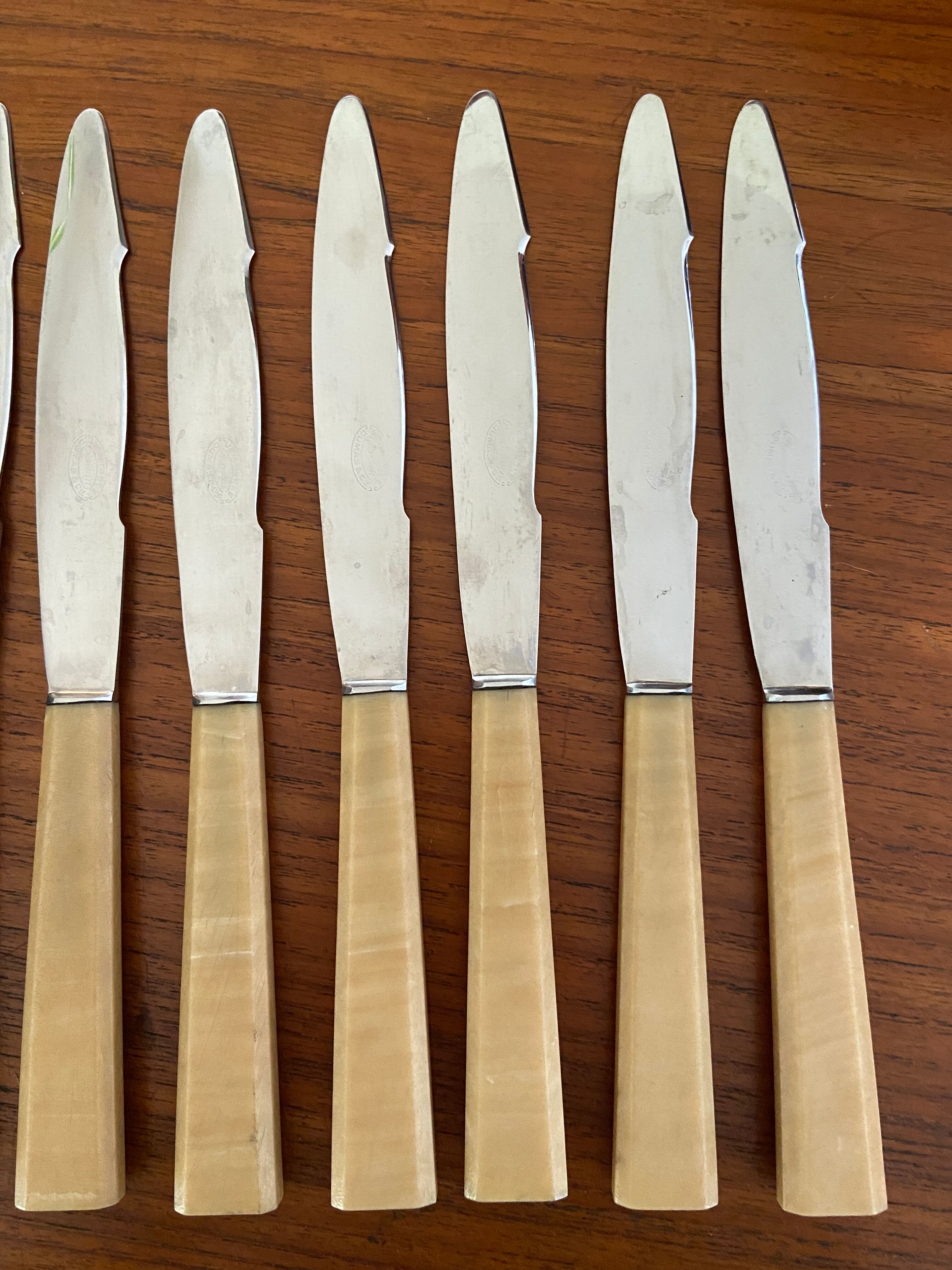 Series of 12 vintage table knives