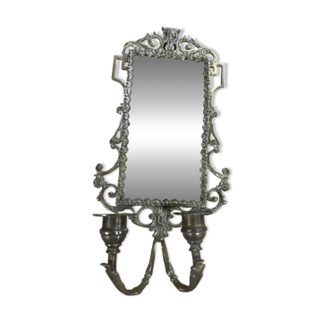 Miroir mural Napoléon III à 2 bourgeoirs bronze