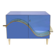Italian Sideboard Covered In Blue and Orange Murano Mirrored Glass