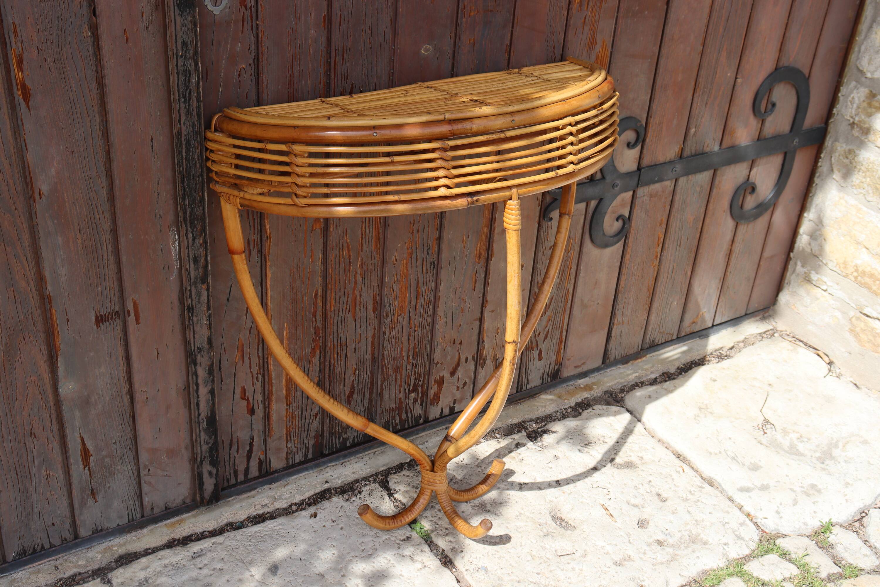 Rattan wall console Italy 1970