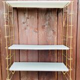 Vintage modular wall shelf, metal and brass, circa 1960s