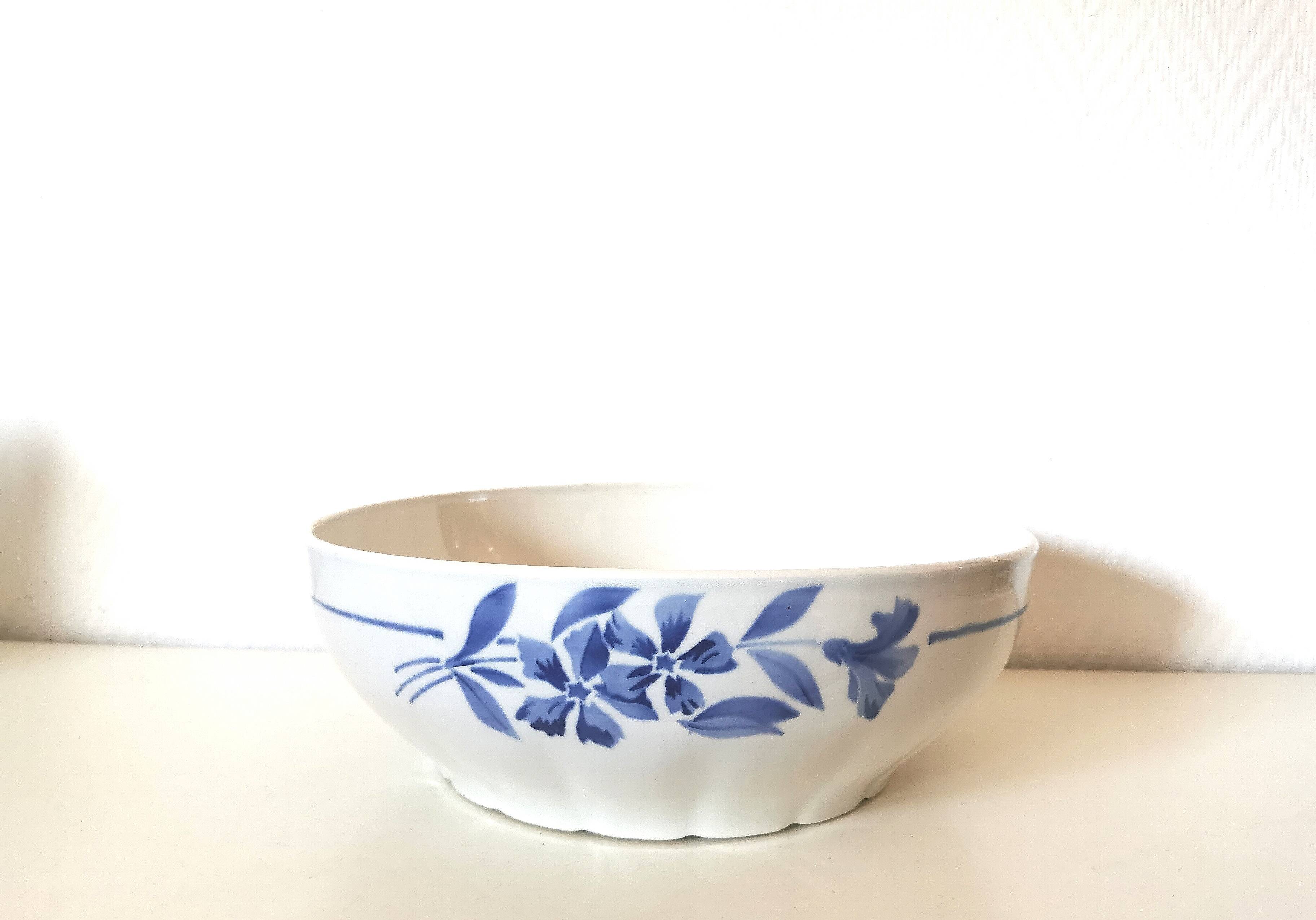 Salad bowl, porcelain bowl Creil et Montereau blue flower