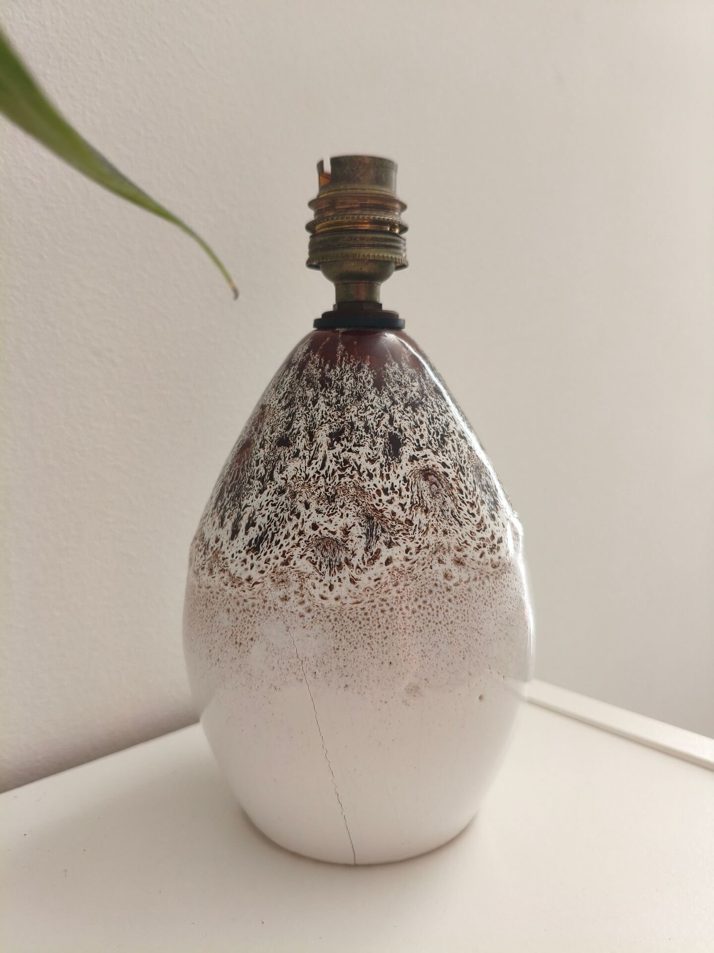 Vintage lamp base in glazed ceramic