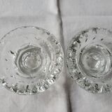 2 low crystal candlesticks