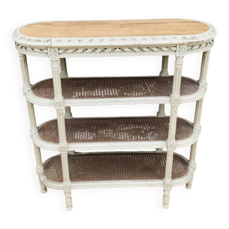 Etagère de style Louis XVI en bois laqué gris