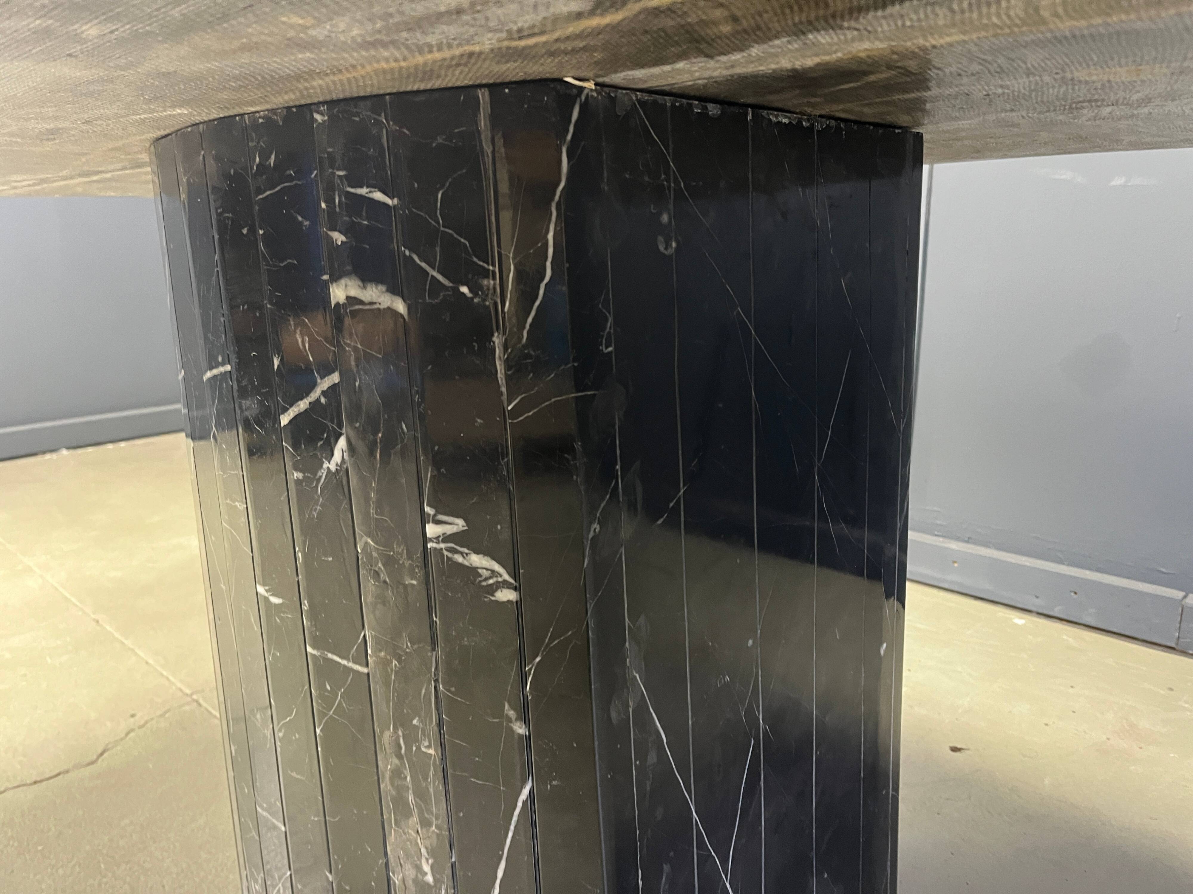 Vintage black marble dining table, 1970s
