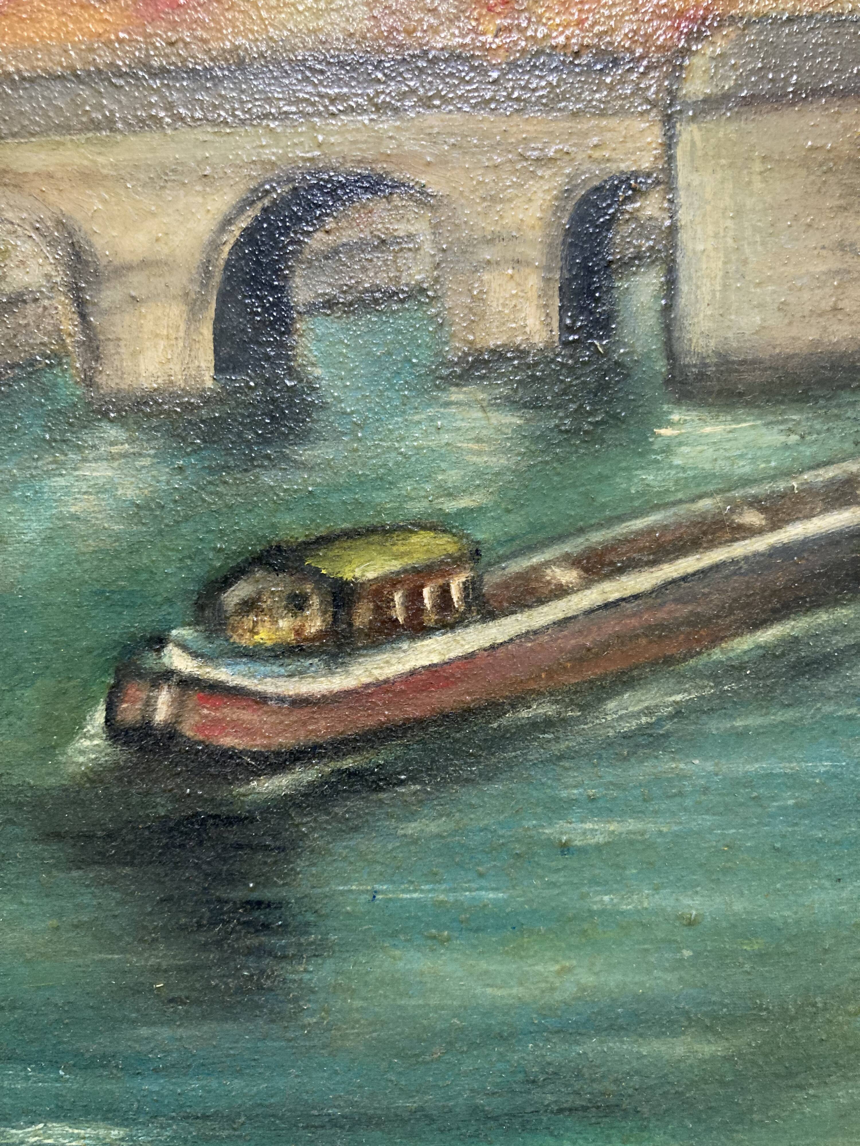 Robert morin, les quais de notre-dame de paris, huile sur toile
