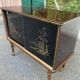 Illuminated bar cabinet Hollywood Regency black and gold 1970