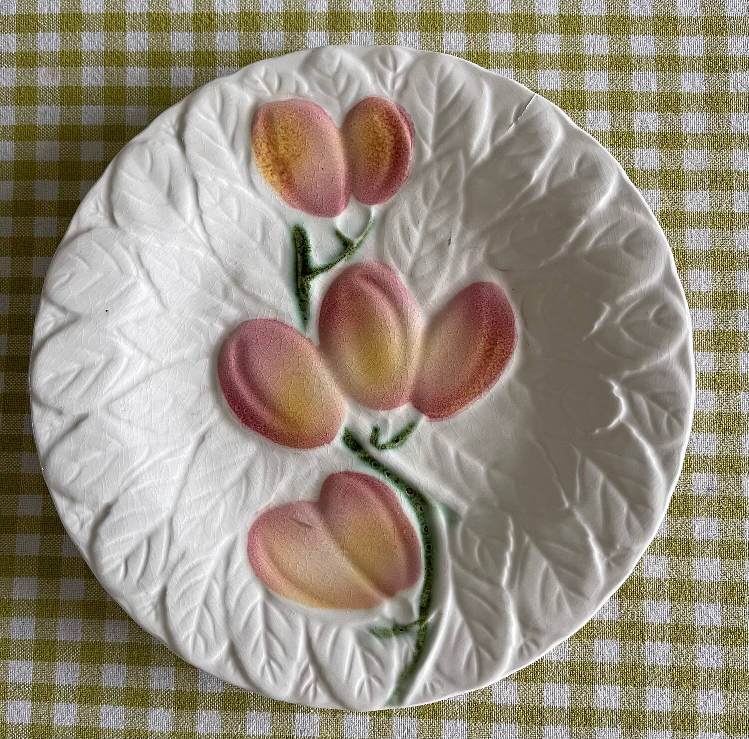9 dessert plates and 1 barbotine dish from Sarreguemines