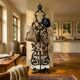 Antique cast iron hall stand, Victorian coat rack with marble base, ornate hall tree, 19th century