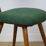 Vintage chair with green boucle backrest like Skoczek - set of 2 chairs