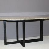 Design table in granite and black laqué steel around 1980