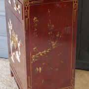Chinese furniture XXth Red lacquer Decor of branches and birds