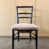 Napoleon III chair in blackened wood and gray cotton