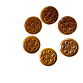 Lot de six assiettes à huîtres Niderviller en faïence émaillée caramel – années 60