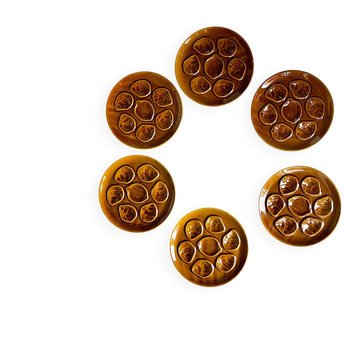 Set of six Niderviller oyster plates in caramel glazed earthenware – 1960s