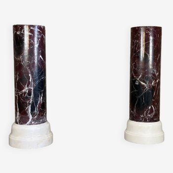 Pair of columns in levanto marble and carrara white circa 1990