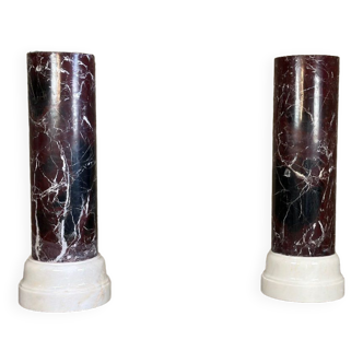 Pair of columns in levanto marble and carrara white circa 1990