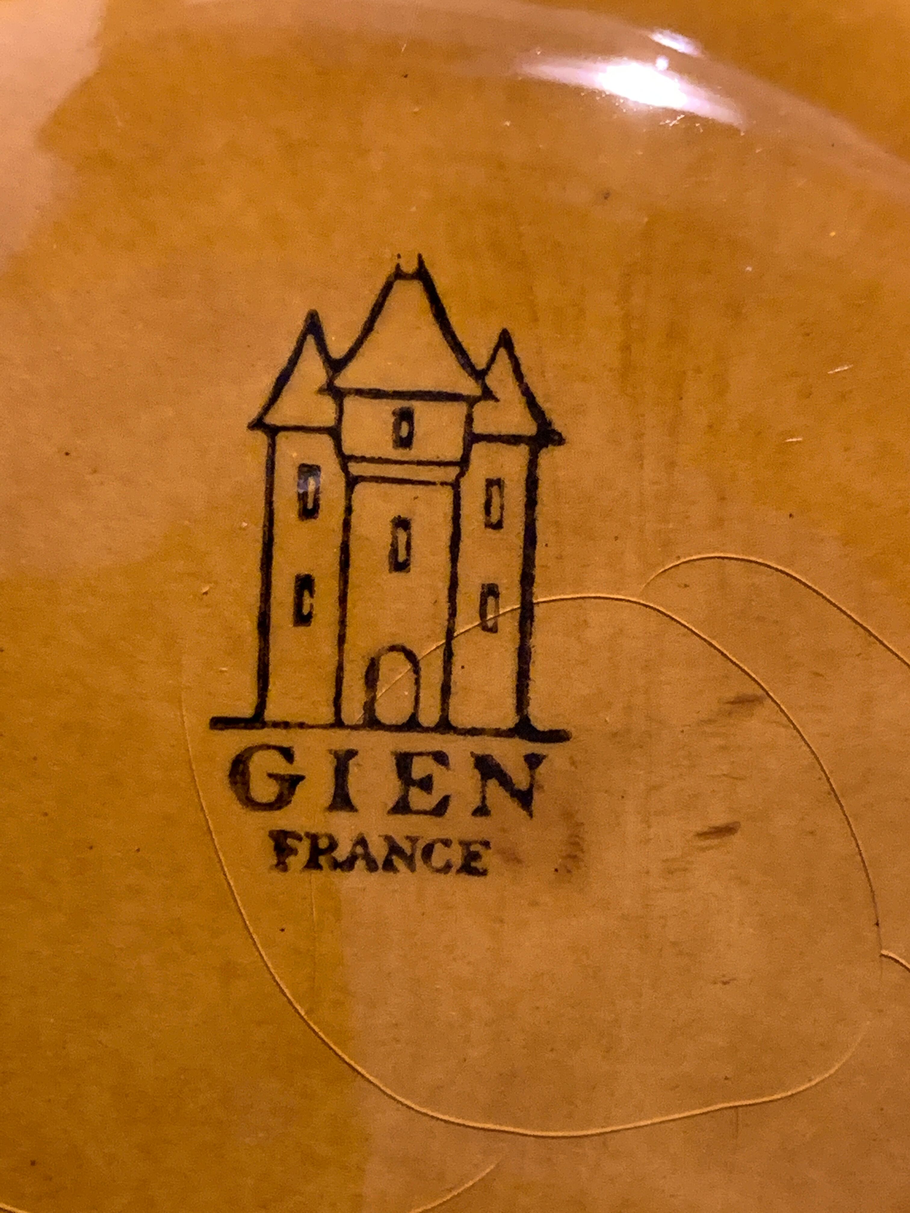 6 plates slurry for artichokes in Gien earthenware, 1960