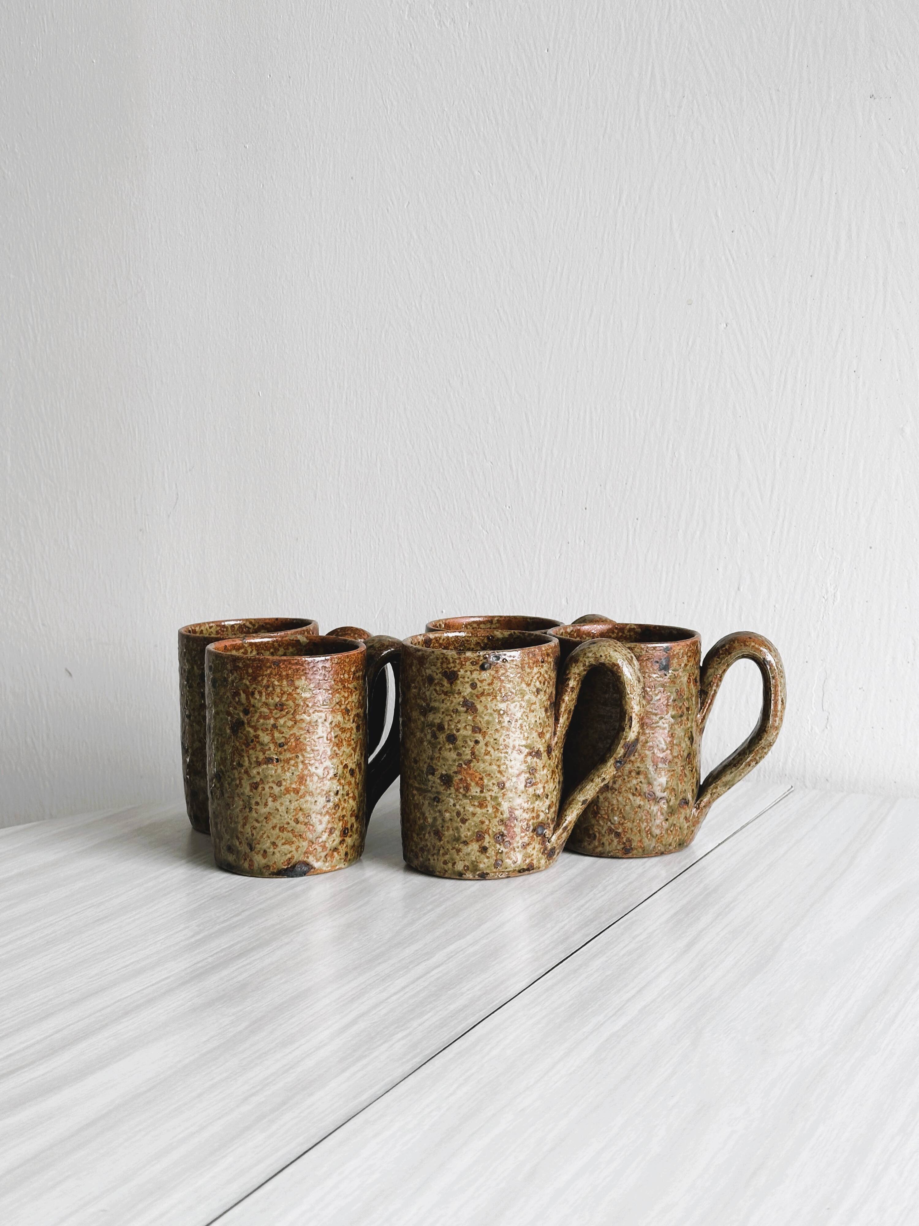 5 pyrite stoneware mugs
