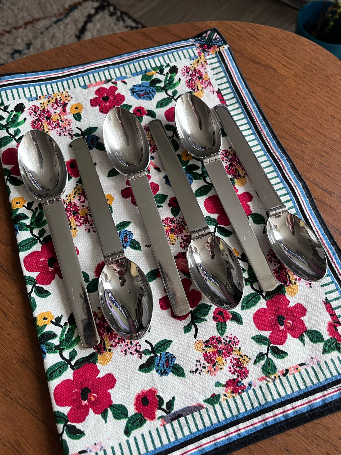Set of 6 silver-plated table spoons by Hermès, "Charnière"