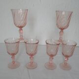 6 large pink glasses Luminarc rosaline twists