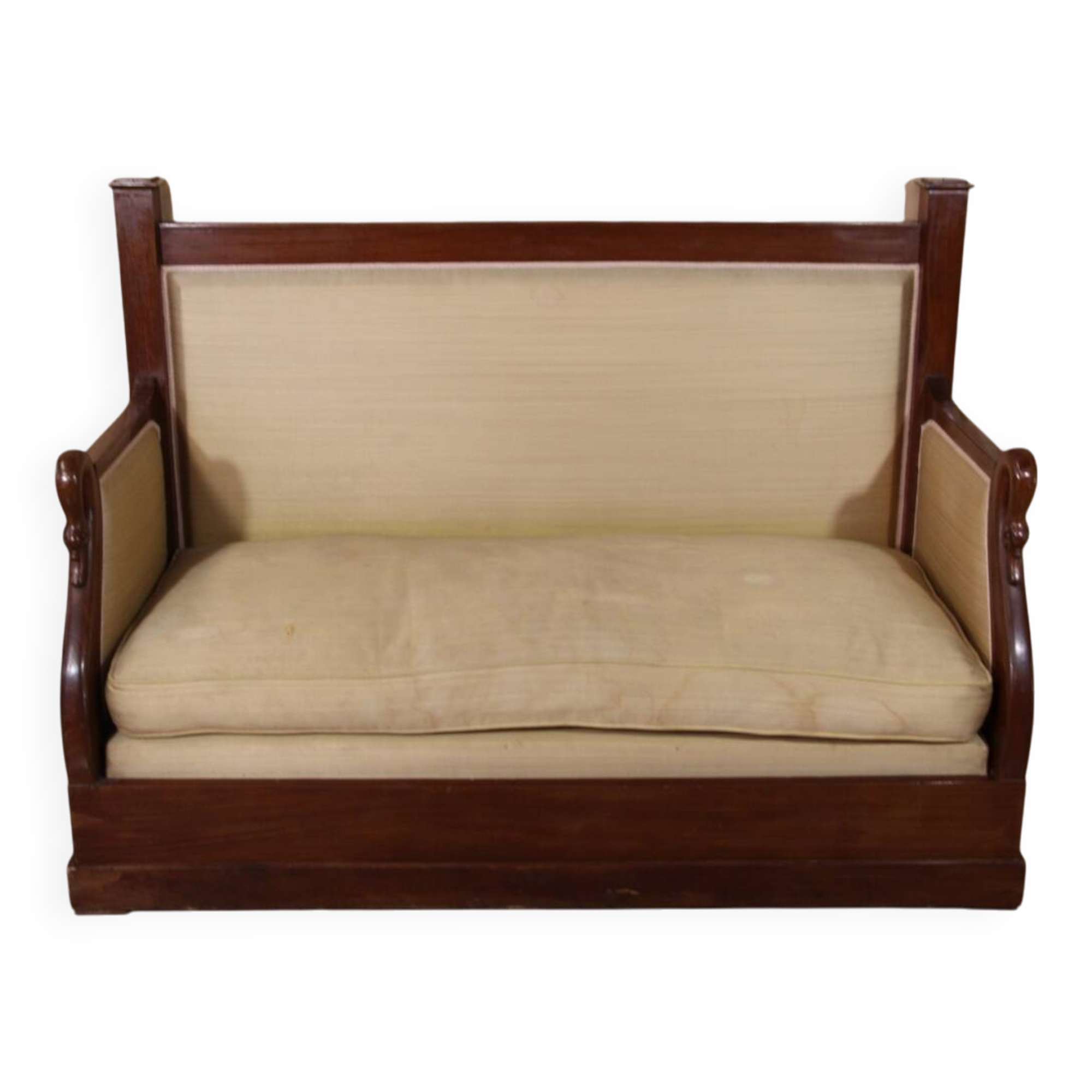 Restoration Period Turkish Sofa in Mahogany with Swan Neck