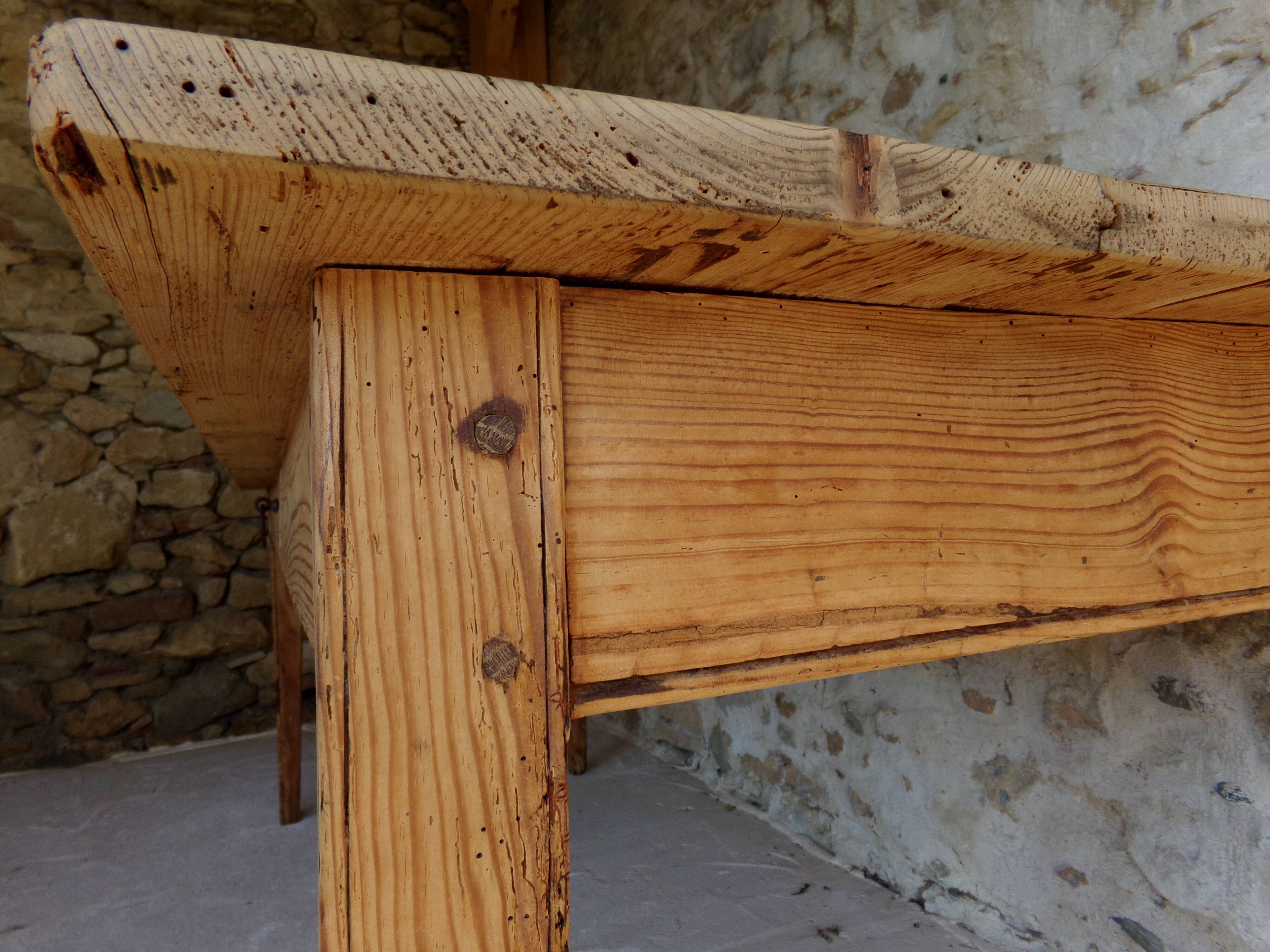 Farmhouse table in raw wood