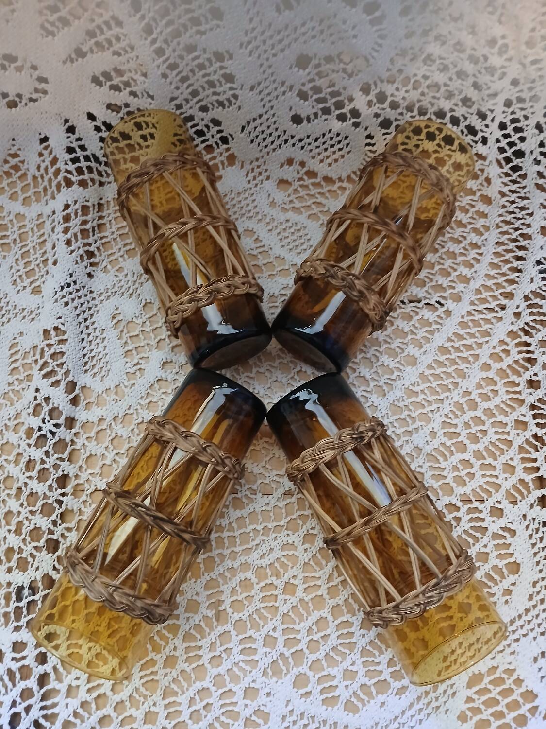 4 vintage orangeade glasses