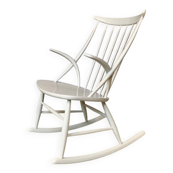 Rocking-chair en bois par Illum Wikkelsø pour Niels Eilersen, Danemark, années 1950.