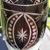 Bohemian/Czech Boho crystal vase, Burgundy red, vintage