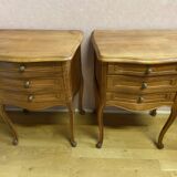 Pair of Louis XV style bedside tables in cherry wood