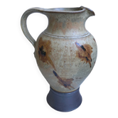Pichet / broc en céramique / poterie émaillé années 60-70 signé